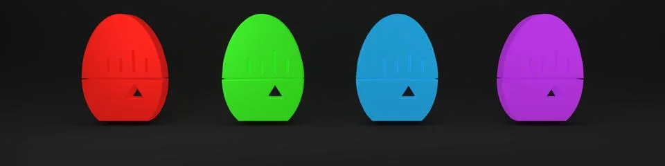 Colorful Kitchen timer icon isolated on black background. Egg timer. Cookin.. Stockillustratie