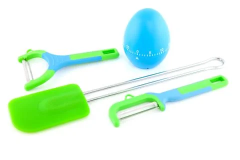 Colorful kitchen utensils Stock Photos