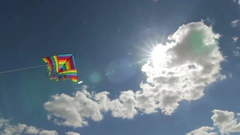 Colorful kite on the background of the sun. Stock Footage 102166295