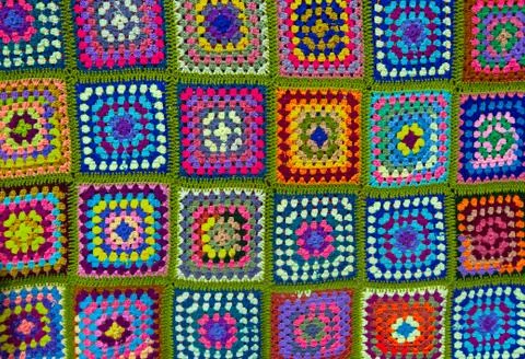 Colorful knitted wool texture background pattern with high resolution. Top view Stock Photos