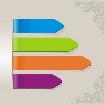 Colorful labels on gray frame Stock Illustration