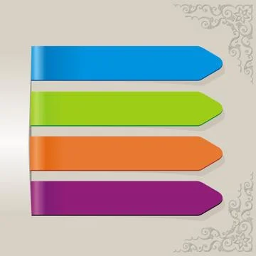Colorful labels on gray frame Stock Illustration