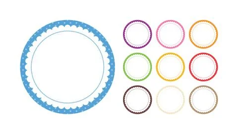 Colorful Lace Edged Circular Frames Collection Design 库存插图