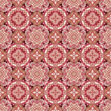 Colorful lace pattern with ornate elements. Pink brown abstract background Illustrazione stock