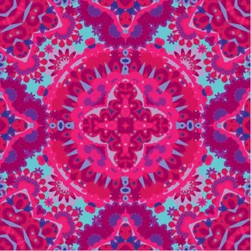 Colorful lace pattern with ornate elements. Pink blue abstract background イラスト素材