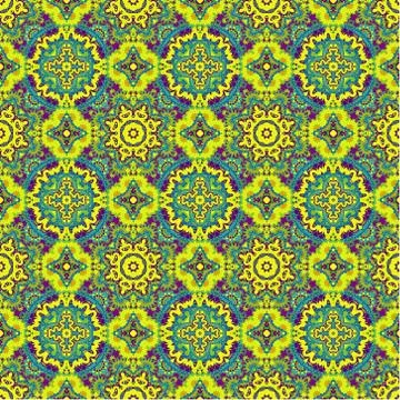 Colorful lace pattern with ornate elements. Yellow blue abstract background Stock Illustration