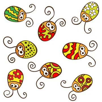 Colorful ladybirds vector Stock Illustration