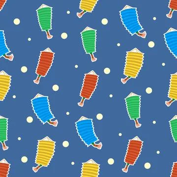 Colorful lantern seamless pattern Stock Illustration
