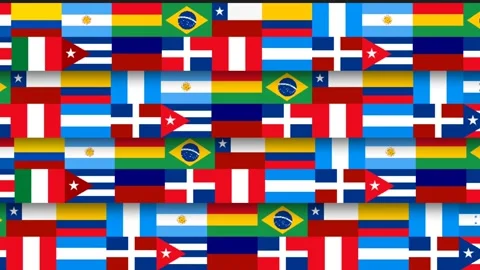 Colorful Latin American Flags Background Loop for Hispanic Heritage Month C.. Stock Footage 346282943