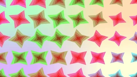 Colorful Layered Four-Pointed Star Pattern on Pastel Gradient Backdrop Stock Footage 340371035