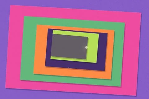 Colorful layered paper frames with a blank gray center create a playful abs.. Stock-Illustration