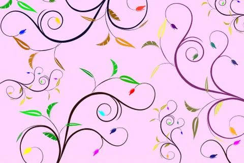Colorful leaf and flower pattern vector illustration Illustrazione stock