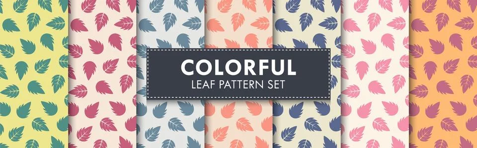 Colorful Leaf Pattern Background Set Vector イラスト素材