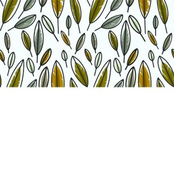 Colorful leaf pattern isolated on white background. Seamless feather pattern. Stock Illustration