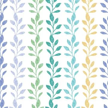 Colorful Leaf Striped Seamless Pattern Background Stock Illustration