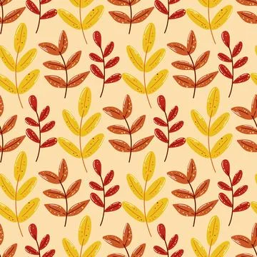 Colorful leafy autumn seamless pattern Stock Illustration