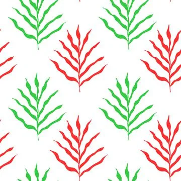 Colorful leaves seamless pattern isolated on white vector illustration. Plant イラスト素材