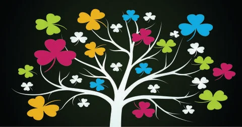 Colorful leaves tree background flat outline 스톡 일러스트