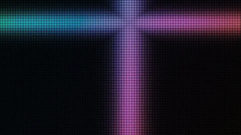 Colorful LED dot grid background with moving neon light beams Video stock 335938440