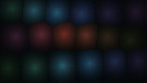 Colorful LED dot matrix screen with shifting abstract light patterns Stock Footage 335934279