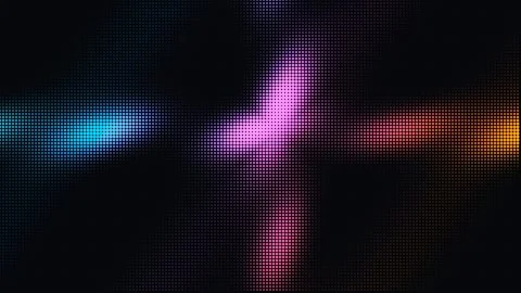 Colorful LED halftone dot pattern on black background Stock Footage 335938530