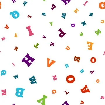 Colorful letter seamless pattern on white background Stock Illustration