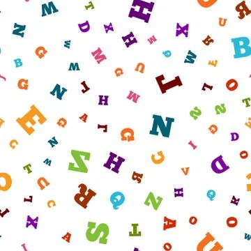 Colorful letter seamless pattern on white background Stock Illustration