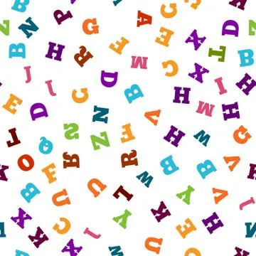 Colorful letter seamless pattern on white background Stock Illustration