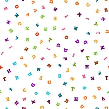 Colorful letter seamless pattern on white background Stock Illustration