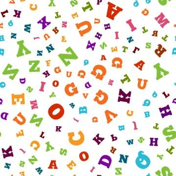 Colorful letter seamless pattern on white background Stock Illustration