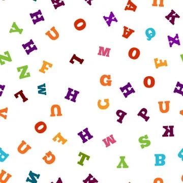 Colorful letter seamless pattern on white background Stock Illustration
