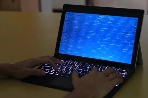 Colorful life of coder and computer programmer. software engineer showing blo 写真素材