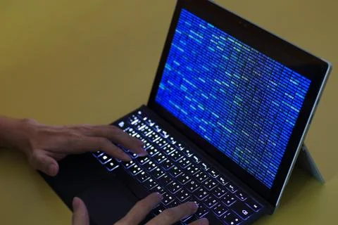 Colorful life of coder and computer programmer. software engineer showing blo Stockfoto's