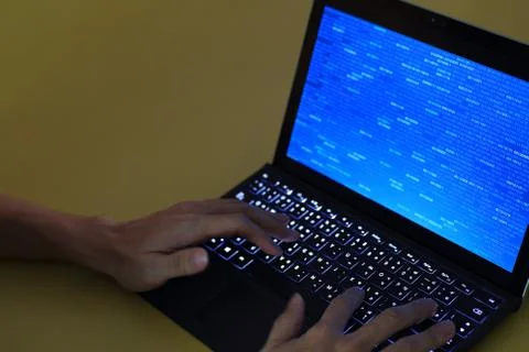 Colorful life of coder and computer programmer. software engineer showing blo 스톡 사진