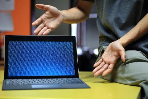 Colorful life of coder and computer programmer. software engineer showing blo Stockfoto's