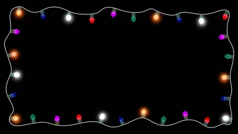 Colorful light bulb string frame animation black screen effects christmas st 스톡 동영상 166225433