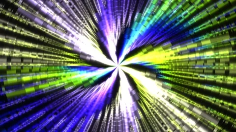 Colorful light burst with moving lines in bright space Stock Footage 339374150