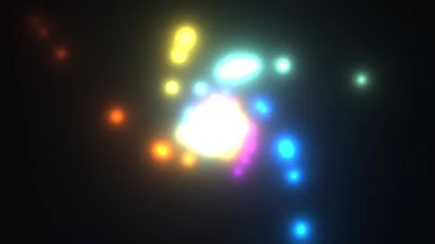Colorful light bursts shine and swirl in dark space Stock Footage 338001981