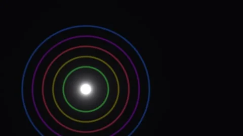 Colorful light circles in a dark space during night time Stock Footage 338335879