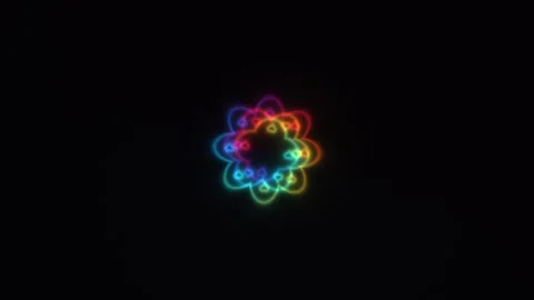Colorful light pattern with circular design on dark Stock Footage 338233202