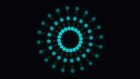Colorful light pattern with circular design on a black Stock Footage 338288736