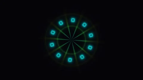 Colorful light pattern rotates in dark background Stock Footage 338227828