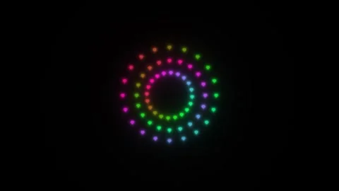 Colorful light pattern rotates in dark space with motion Stock Footage 338389996