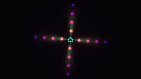 Colorful light patterns arranged in a symmetrical cross Stock Footage 338289880