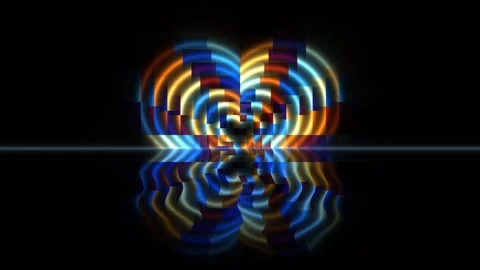 Colorful light patterns create abstract shapes on a dark Stock Footage 337966836