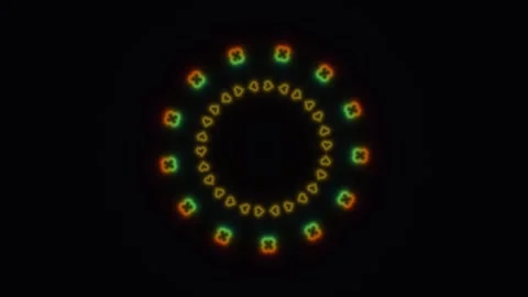 Colorful light patterns create a circle on a dark Stock Footage 338330124