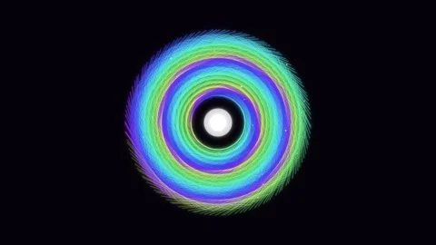 Colorful light patterns create dynamic circular motion in video Stock Footage 336995780