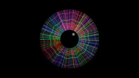 Colorful light patterns create a dynamic display of lines in motion Stock Footage 337232304