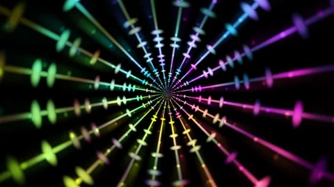 Colorful light patterns create a dynamic visual effect in 3D space Stock Footage 337233633