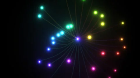 Colorful light patterns create dynamic motion in dark Stock Footage 338301653